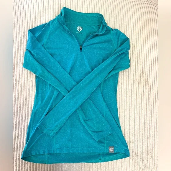 REI Co Op Tea Turquoise Blue Green Quarter Zip Pullover Lightweight Base Layer - Picture 1 of 2
